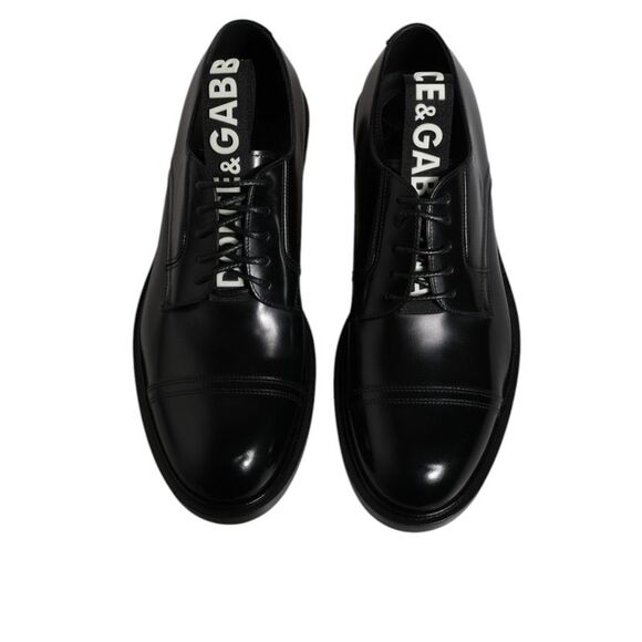 Dolce & Gabbana Black Patent Leather Derby Lace Up Formal Dress Men\'s Shoes